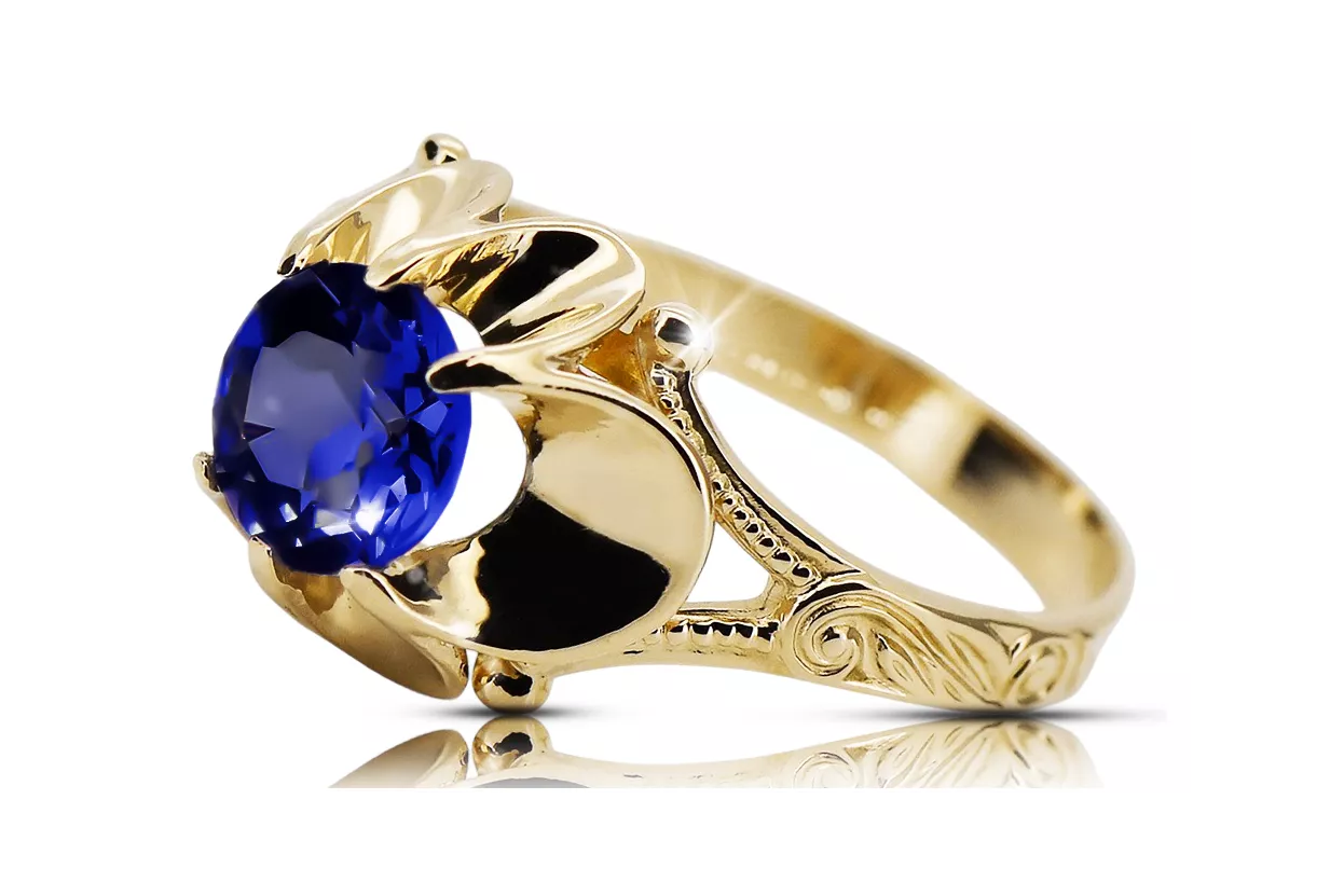 Каблучка Вінтаж вироби Сапфір 14K Жовте золото vrc377y